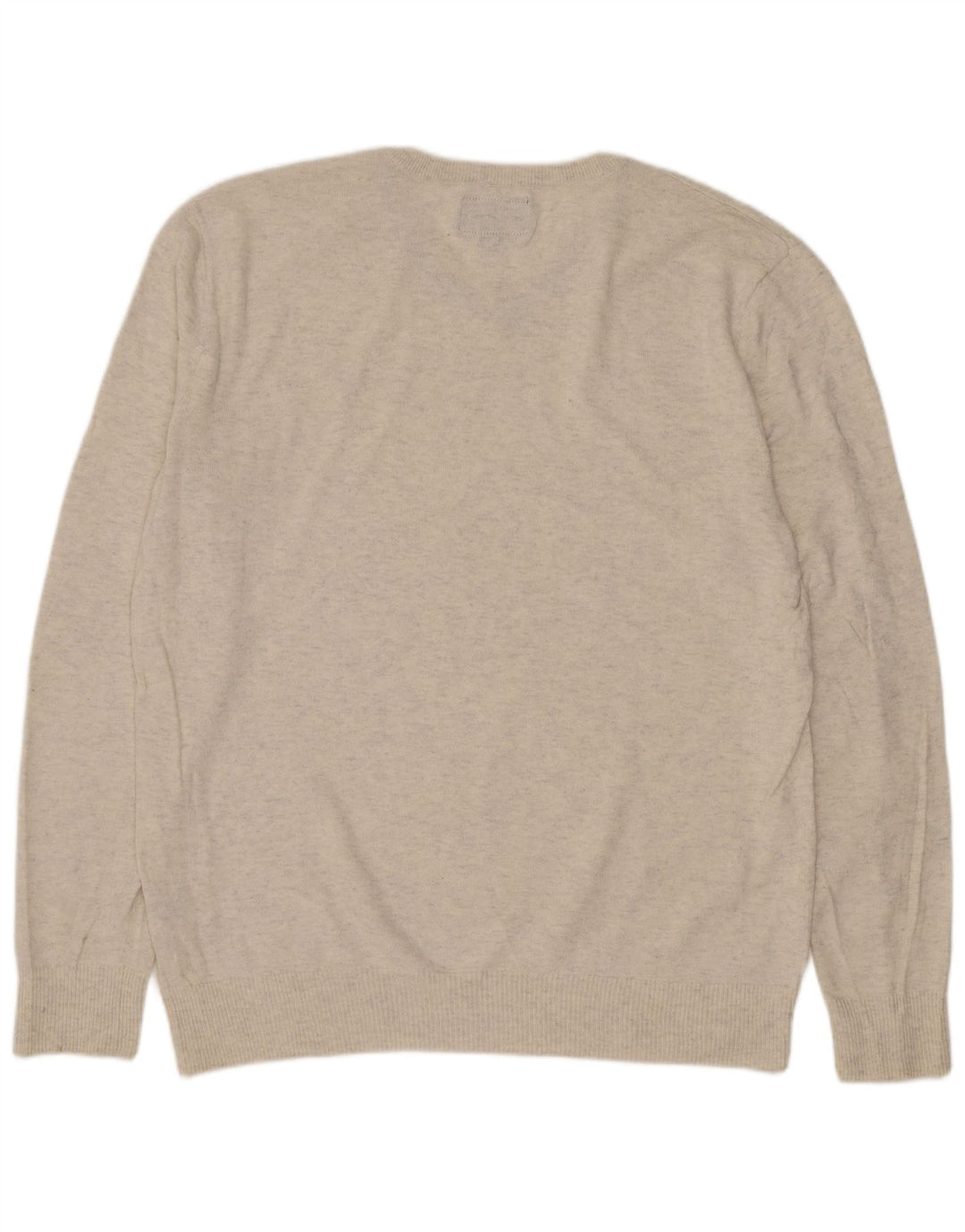 Męski sweter American Eagle Outfitters z dekoltem w kształcie litery V, średnio beżowy, nakrapiany