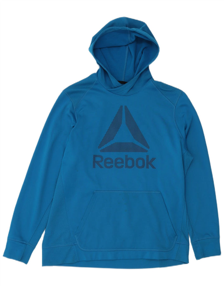 Męski sweter z kapturem i grafiką REEBOK XL, niebieski poliester