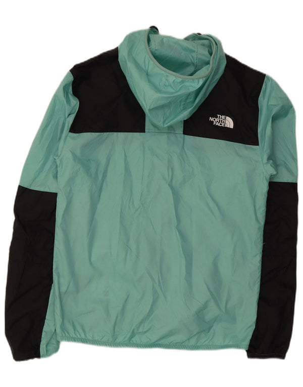 Męska kurtka przeciwdeszczowa z kapturem The North Face UK 36 w małych turkusowych blokach kolorów