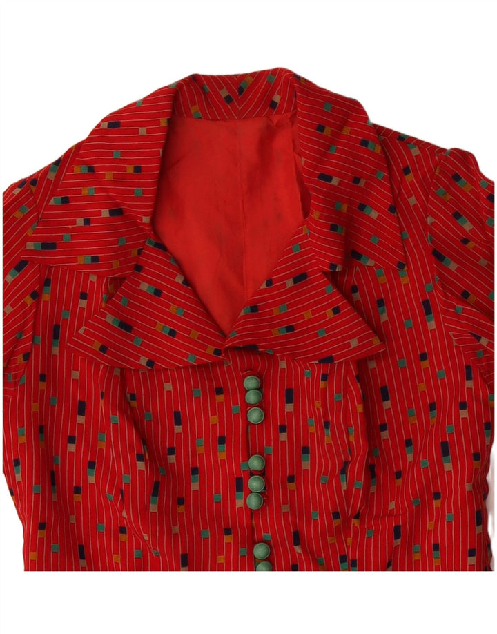 VINTAGE damska sukienka o linii A UK 12, średnia czerwona nakrapiana