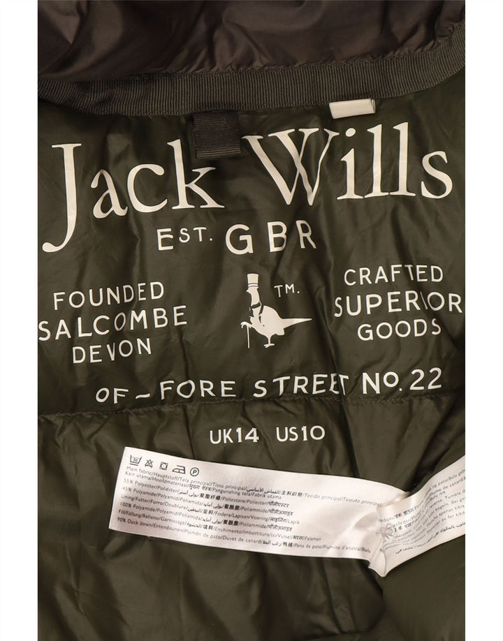 Damski ocieplany płaszcz z kapturem Jack Wills UK 14, duży, khaki, poliester