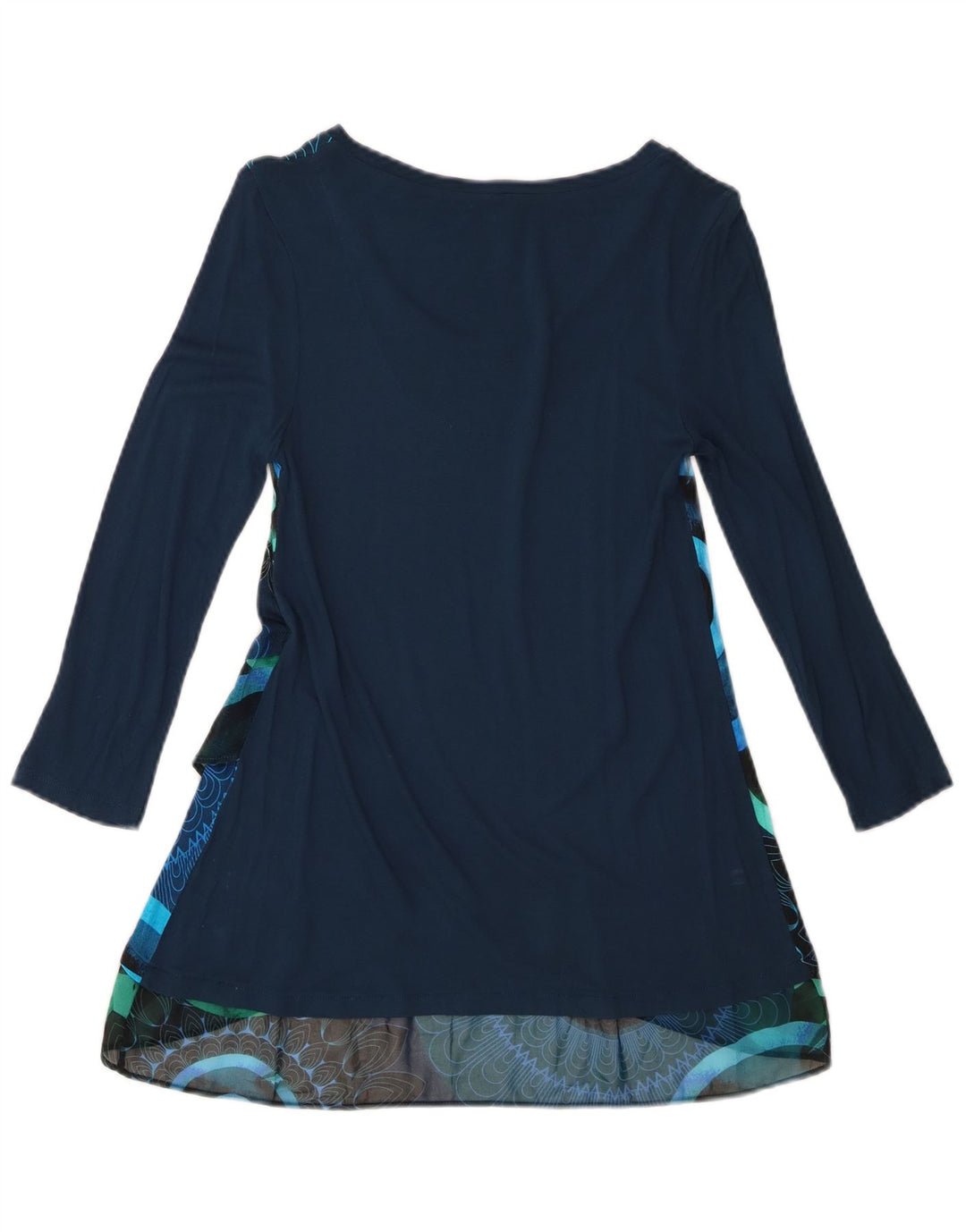 DESIGUAL Womens Long Sleeve Tunic Top UK 8 Small Navy Blue Geometric
