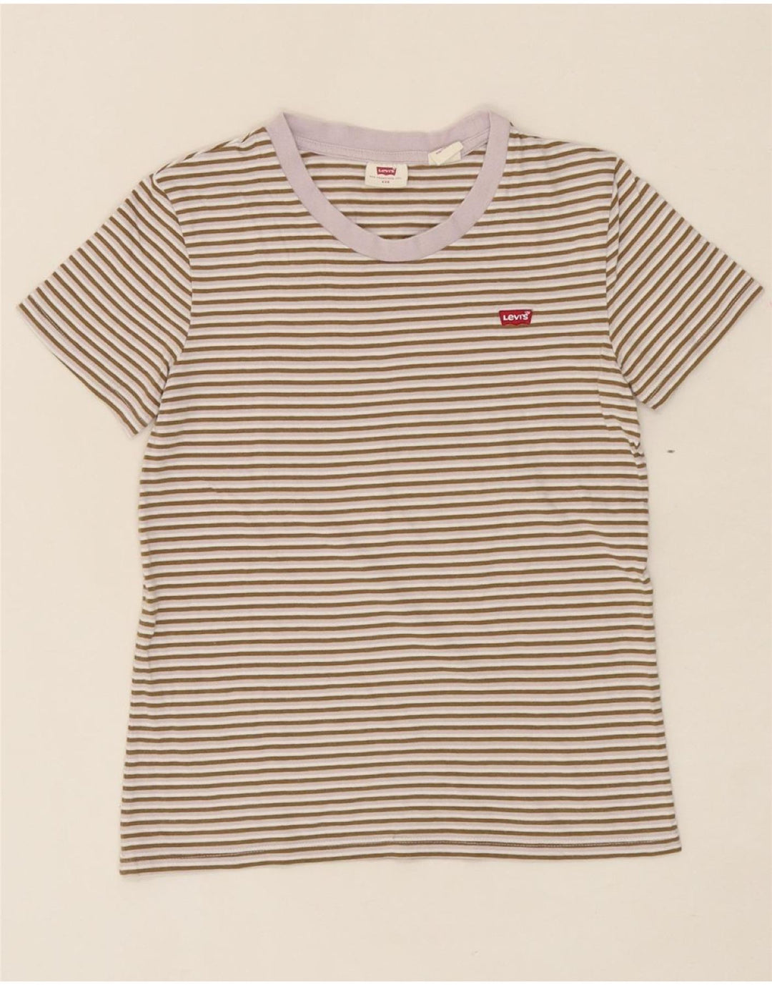 LEVI'S Womens T-Shirt Top UK 2 2XS Brown Striped Vintage Levi's and Second-Hand Levi's from Messina Hembry 