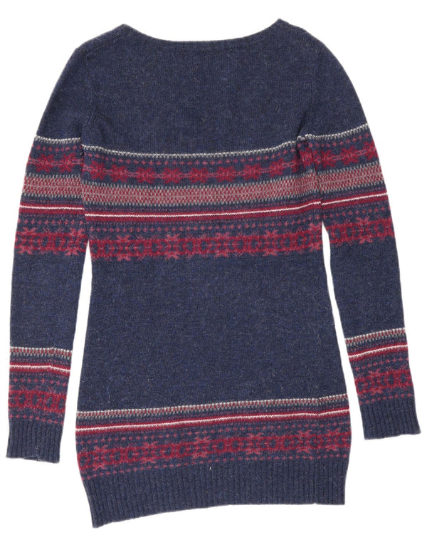 Crew Clothing Damska sukienka sweterkowa UK 8, mała, granatowa, wełna Fair Isle
