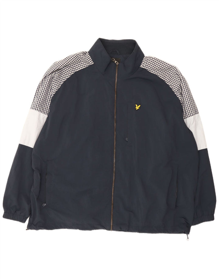 Męska kurtka przeciwdeszczowa Lyle & Scott UK 46 3XL Granatowy Nylon z blokami kolorów