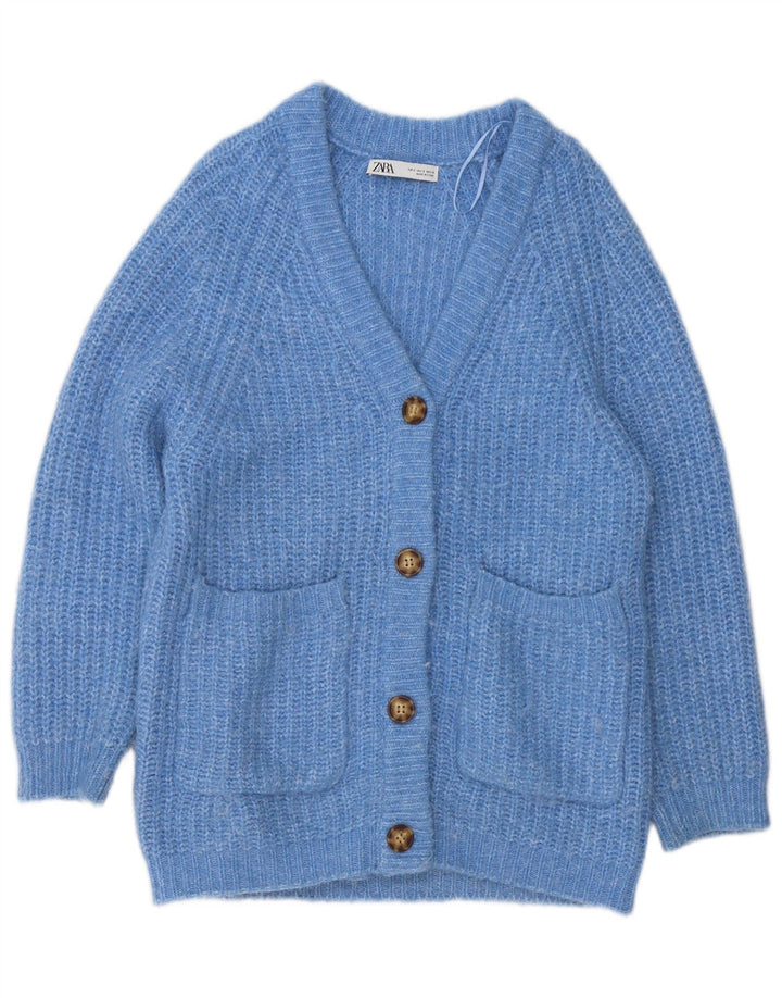 Sweter damski Zara Cardigan UK 10, mały, niebieski, nakrapiany poliester
