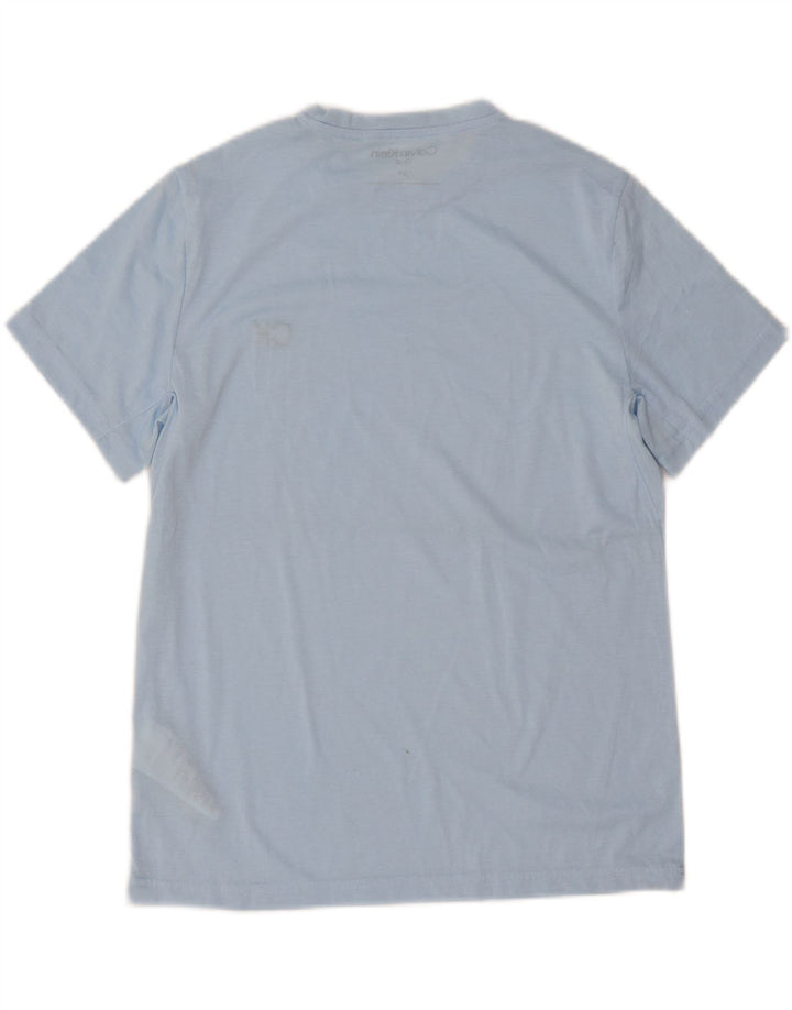 T-shirt męski Calvin Klein, mały, niebieski, poliestrowy