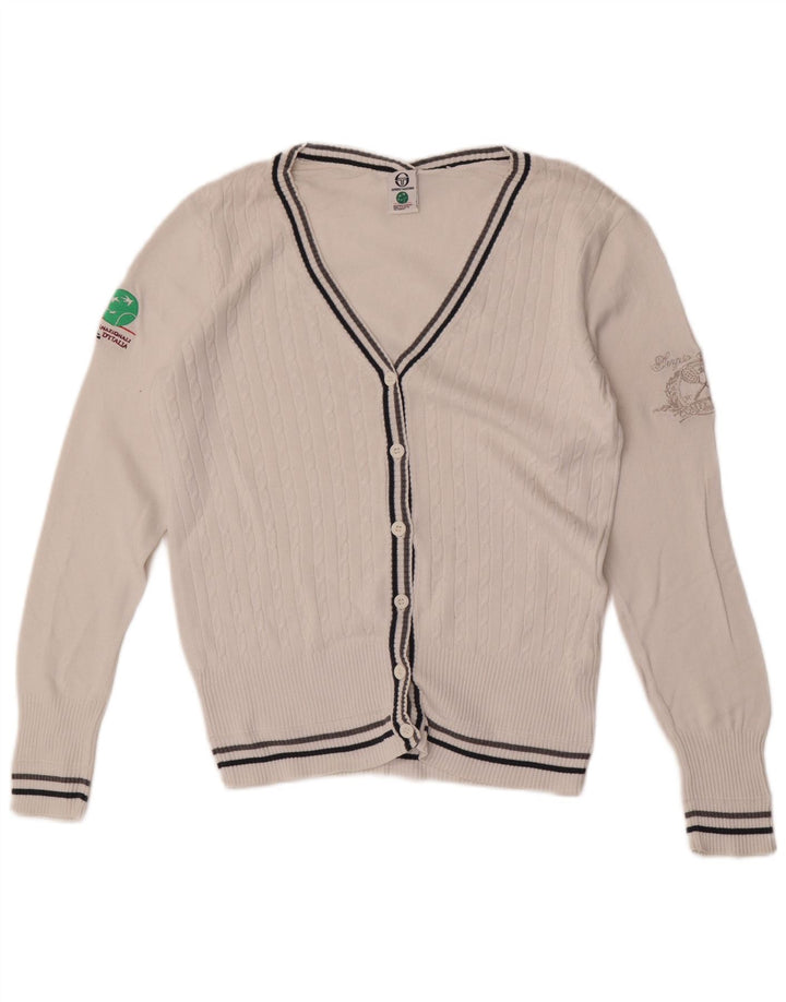 Damski sweter graficzny Sergio Tacchini UK 12, średnia biała bawełna
