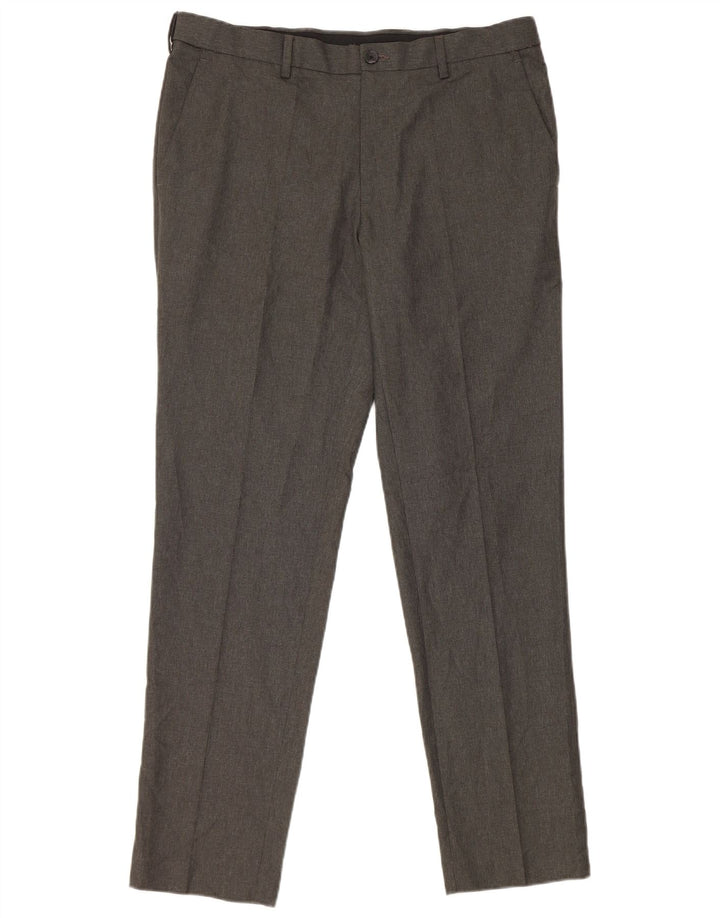 Damskie proste spodnie garniturowe Marks & Spencer W34 L31 Szary poliester