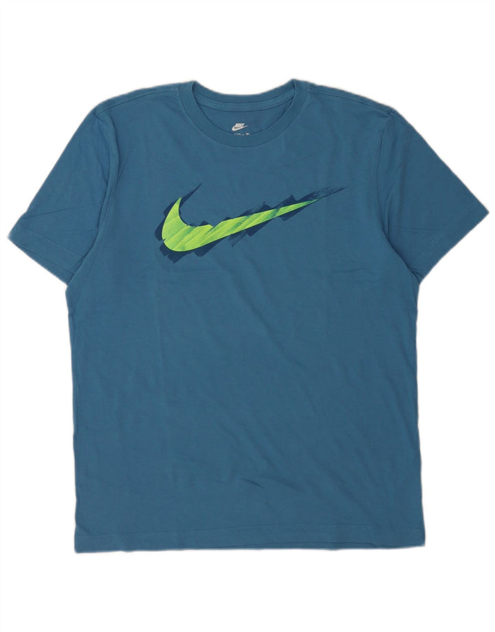Męski T-shirt z grafiką Nike, średni niebieski, bawełniany
