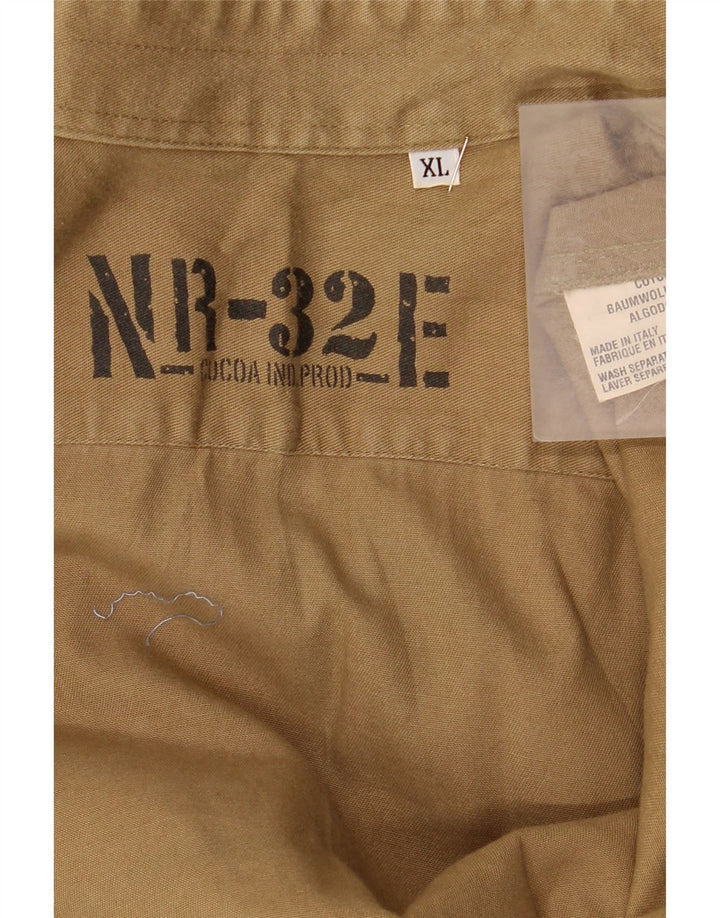 Męska koszula wojskowa bez rękawów w stylu vintage XL, bawełniana w kolorze khaki