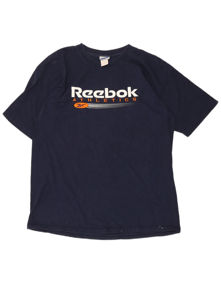 Męska koszulka Reebok z grafiką, duża, granatowa