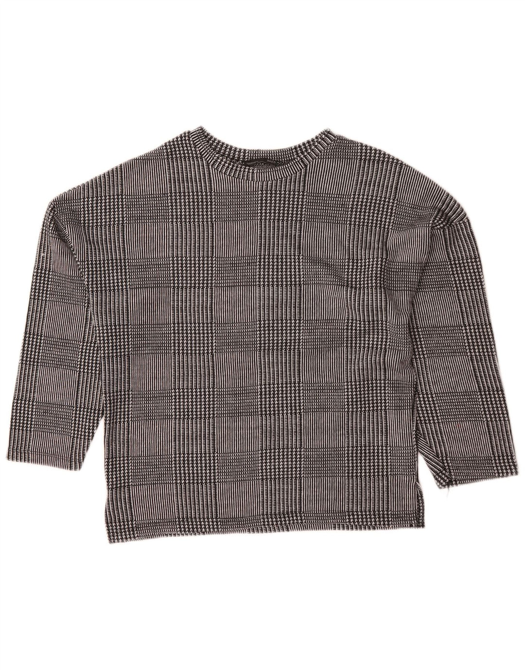 Damski sweter oversize z okrągłym dekoltem Zara UK 10 w małą szarą kratkę