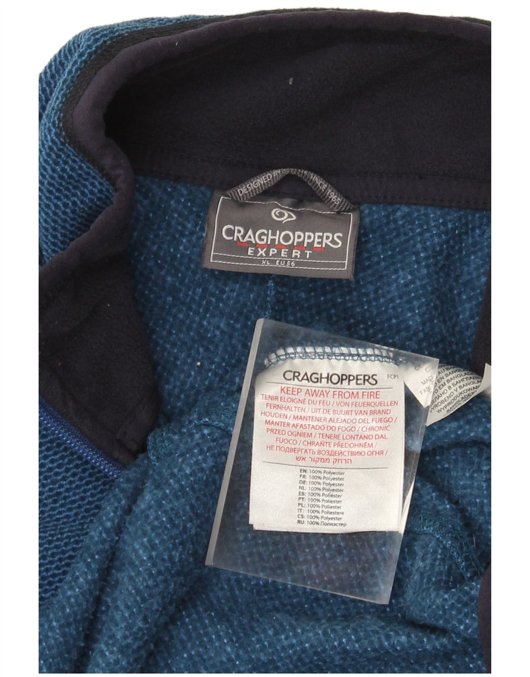CRAGHOPPERS Męski sweter polarowy XL z zamkiem błyskawicznym, niebieski poliester