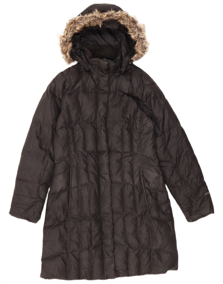 Damski ocieplany płaszcz z kapturem Eddie Bauer UK 14, średni czarny poliester