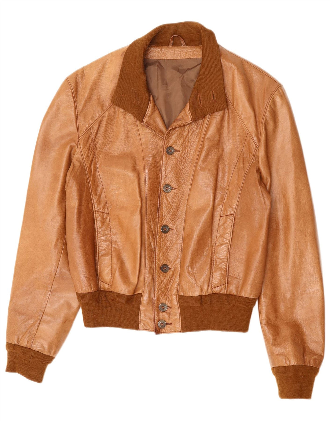 Męska kurtka bomberka VINTAGE UK 36 w małych brązowych blokach kolorów