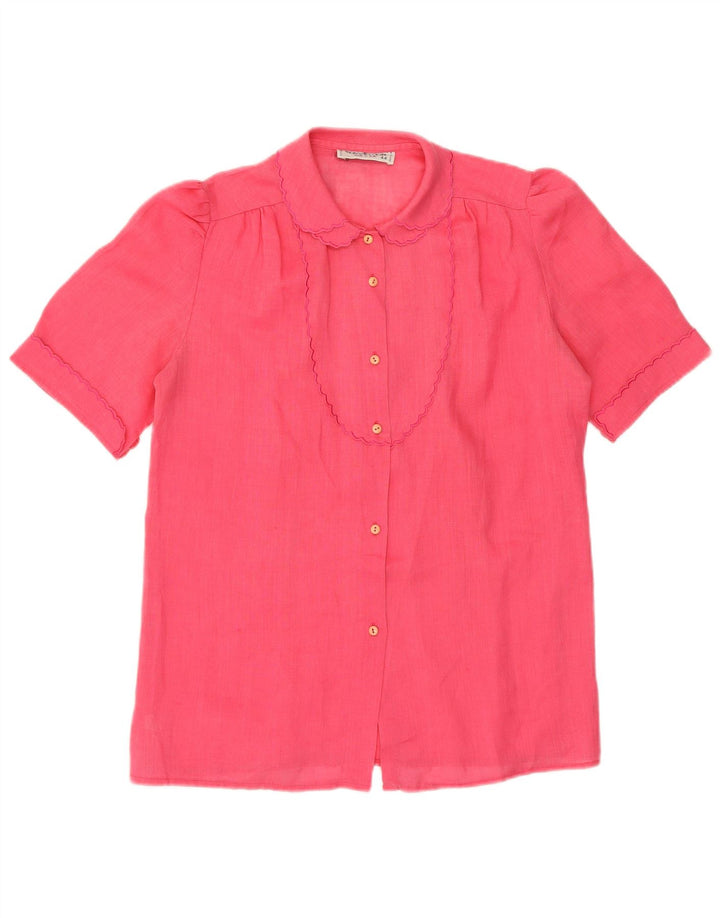 Damska bluzka koszulowa z krótkim rękawem VINTAGE IT 44 Średni róż