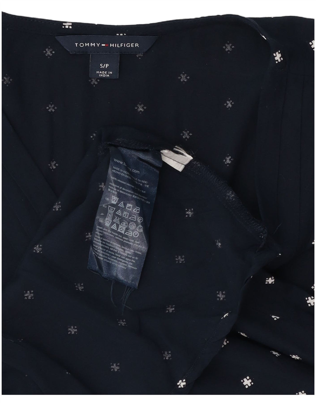 Damska bluzka Tommy Hilfiger z abstrakcyjnym wzorem Top UK 10, mała, granatowa