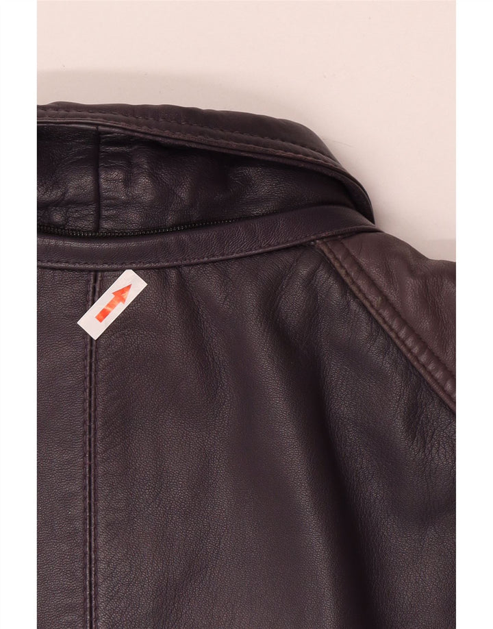 Vintage damski płaszcz skórzany UK 20 2XL fioletowy