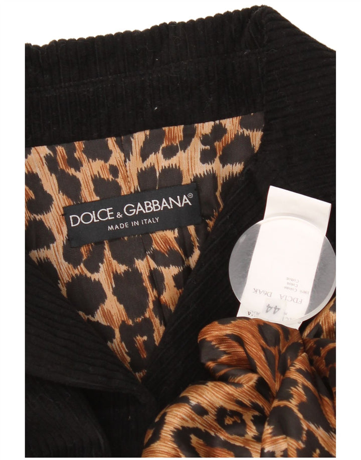 Dolce & Gabbana Damski płaszcz sztruksowy IT 44 Średni czarny bawełniany klasyk