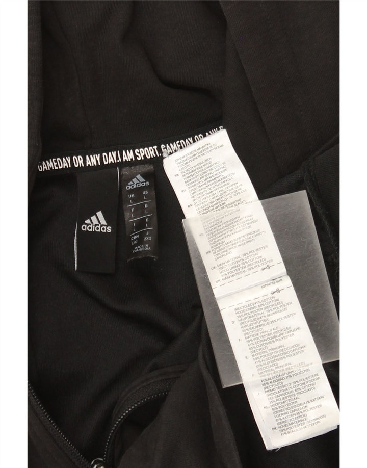 Adidas Męski sweter z kapturem i zamkiem błyskawicznym, duży, czarny poliester