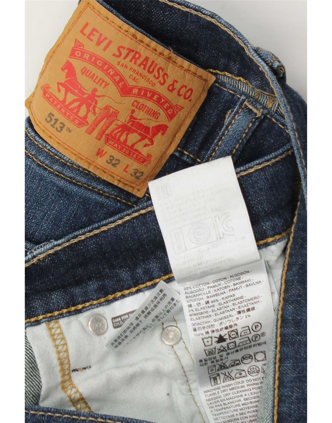 Męskie jeansy Levi's 513 Straight W32 L32 Niebieskie bawełniane