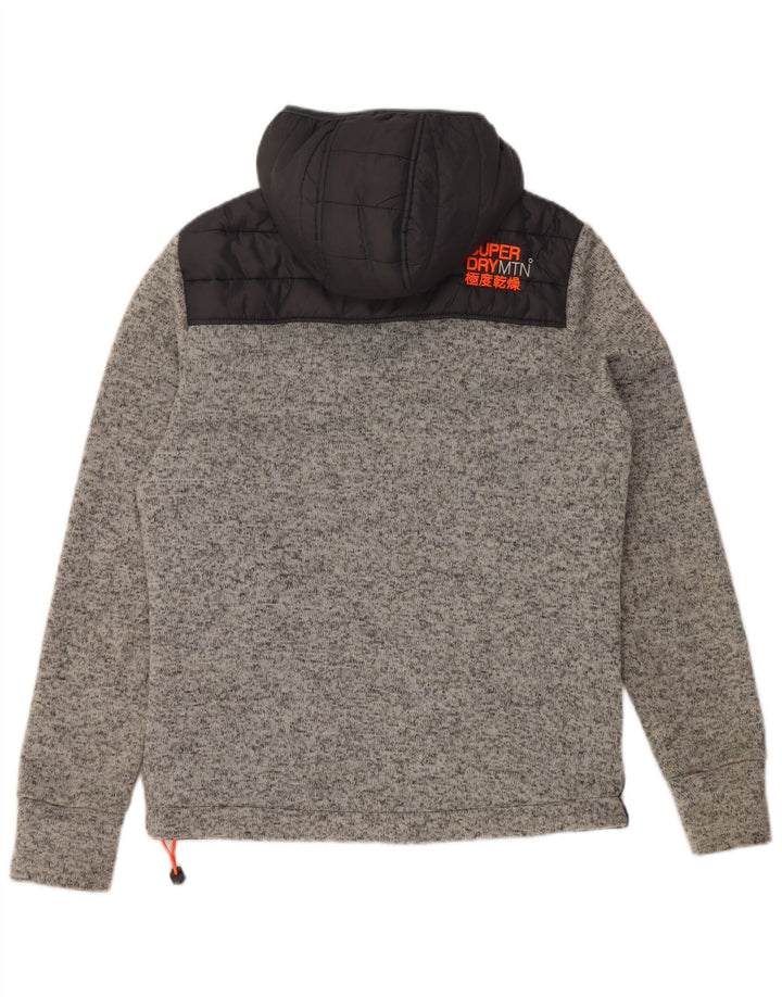 Męska ocieplana kurtka z kapturem Superdry UK 36, mały, czarny, z blokami kolorów, poliester