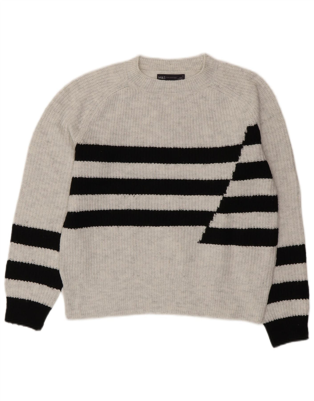 Marks & Spencer Damski sweter z okrągłym dekoltem UK 10 w małe szare paski