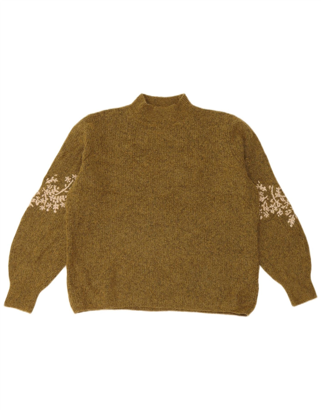 Damski sweter z golfem FAT FACE UK 12, średni khaki, w kwiaty
