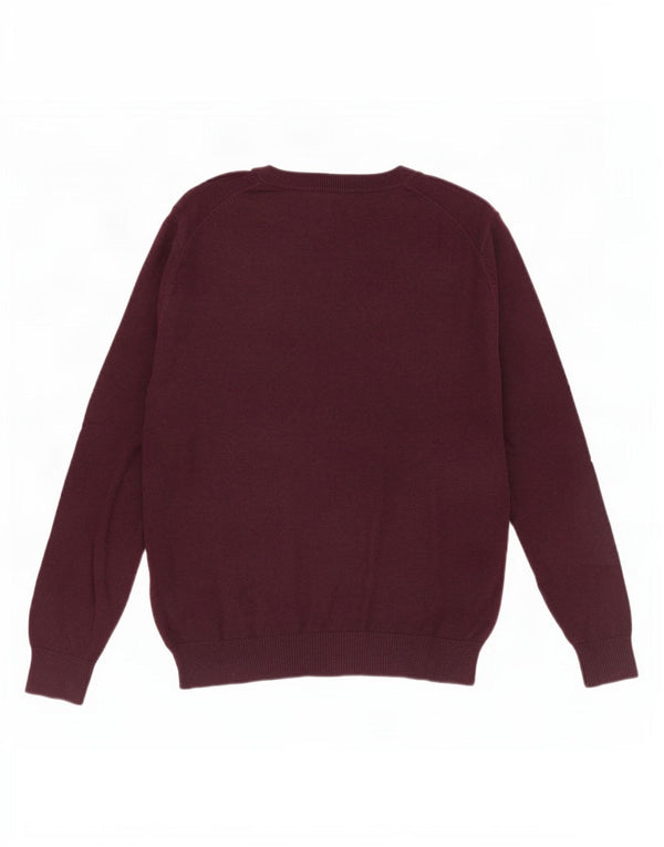 Damski sweter oversize Nautica z dekoltem w kształcie litery V, UK 14, średni bordowy bawełniany