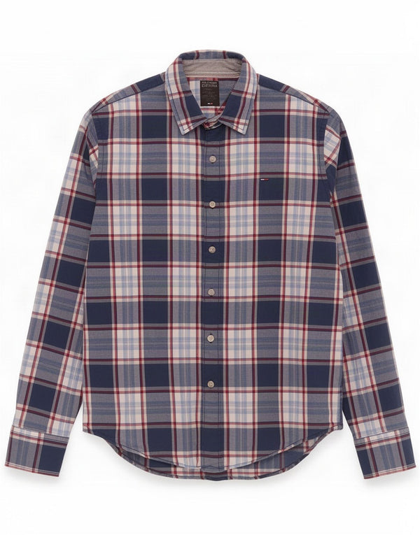 Koszula męska Tommy Hilfiger Średnia granatowa krata bawełniana