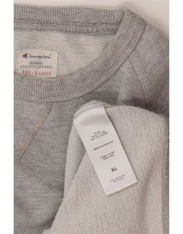 Męski sweter z grafiką Champion XL, szary, bawełniany