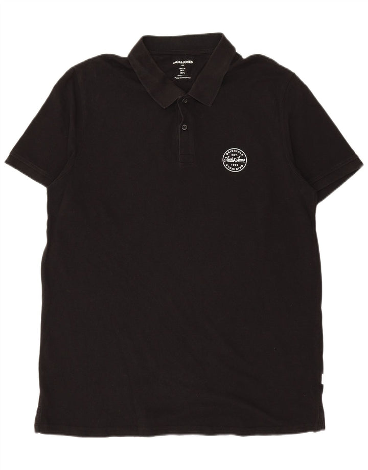 Męska koszulka polo JACK & JONES XL, czarna, bawełniana