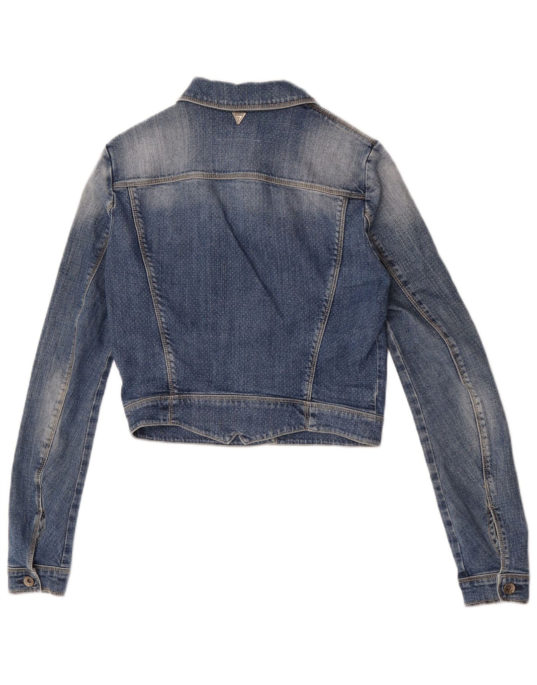 Damska kurtka jeansowa Guess Crop UK 6 XS, niebieska, bawełniana
