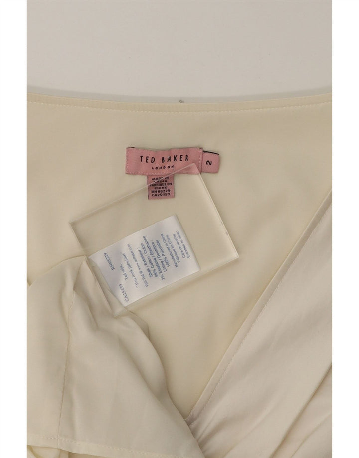 TED BAKER Womens Sleeveless Bodycon Dress Size 2 Small Off White Cotton Vintage Ted Baker and Second-Hand Ted Baker from Messina Hembry 