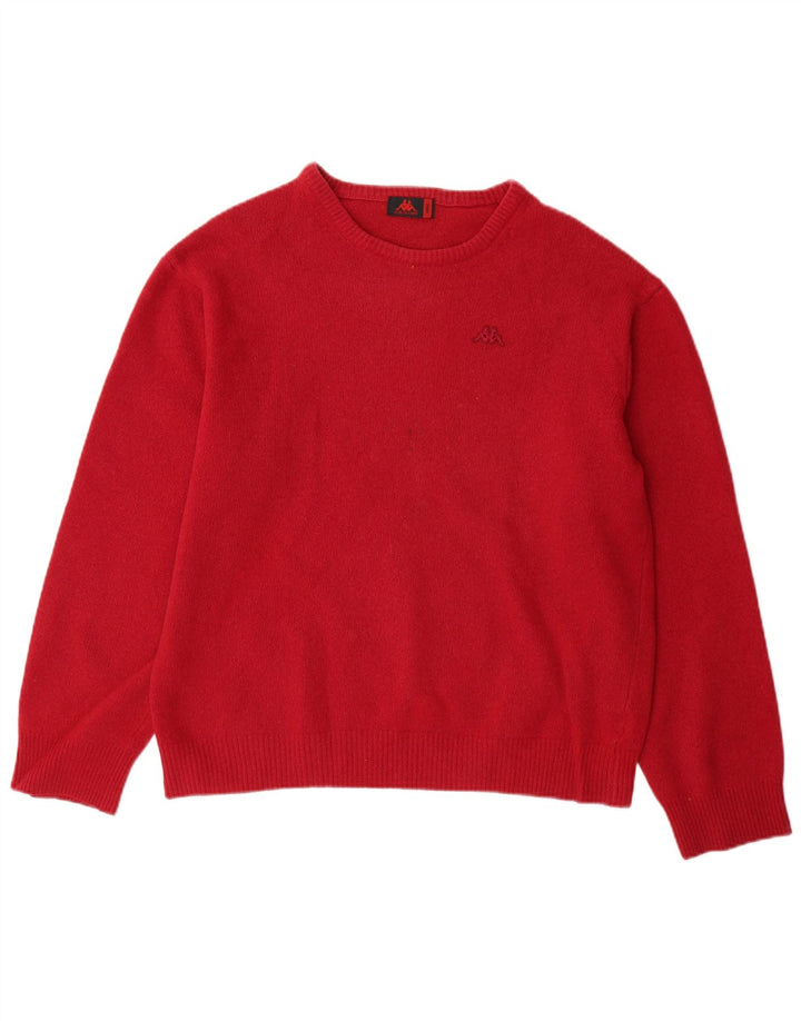 Męski sweter Kappa z dekoltem w łódkę, duży, czerwony, z owczej wełny