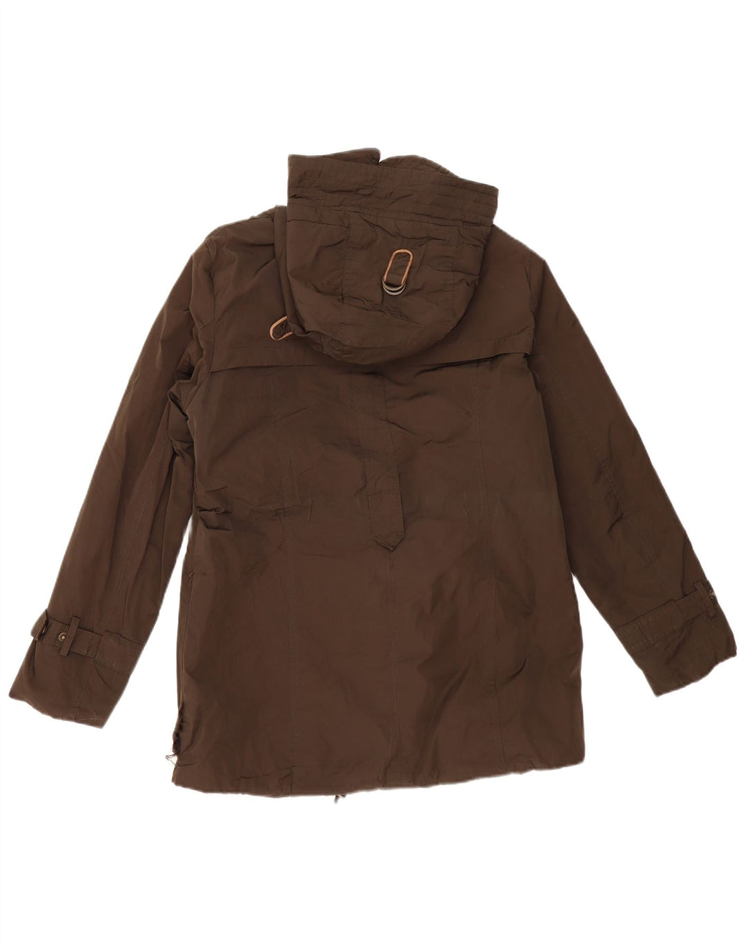 MASSIMO DUTTI Damska kurtka wiatrówka z kapturem UK 14, średnia bawełna khaki