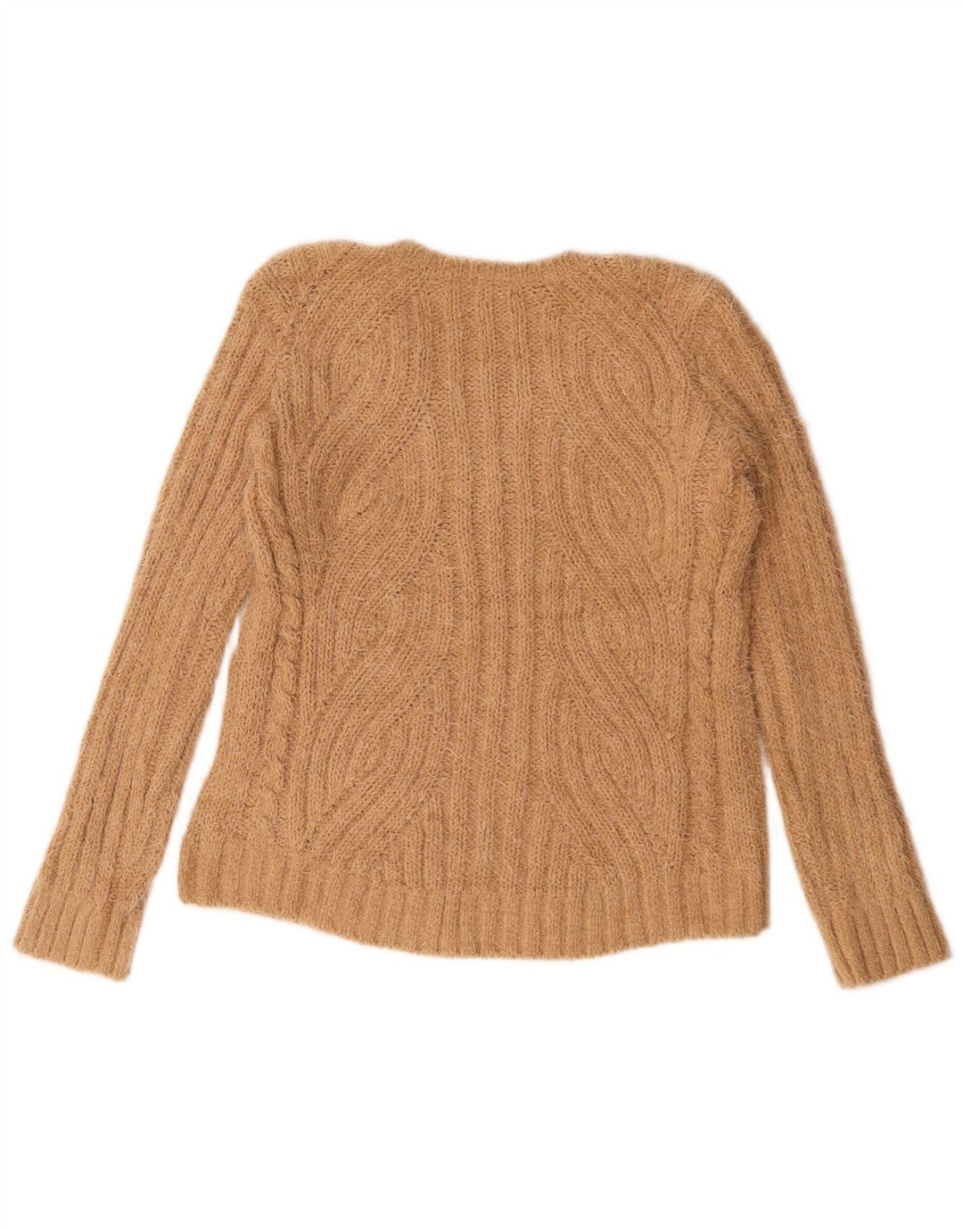 Marks & Spencer Damski sweter z dekoltem w kształcie litery V, UK 14, średni beżowy poliester