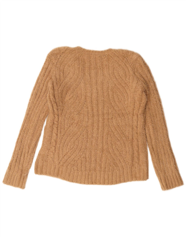 Marks & Spencer Damski sweter z dekoltem w kształcie litery V, UK 14, średni beżowy poliester