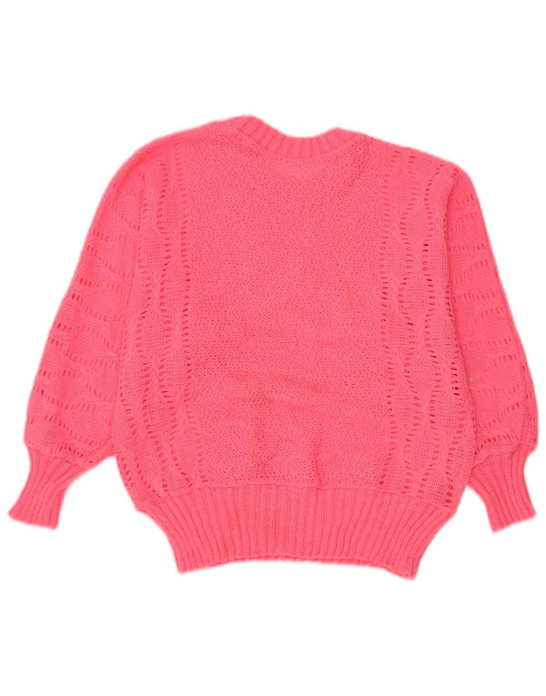 Sweter damski w stylu vintage z dekoltem w łódkę UK 16, duży, różowy