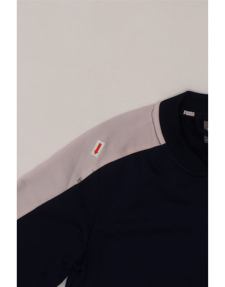 PUMA Boys Graphic Tracksuit Top Jacket 7-8 Years Navy Blue Colourblock