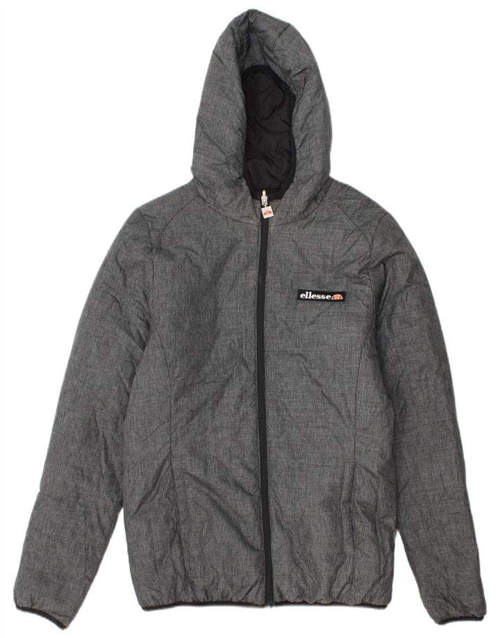 Dwustronna ocieplana kurtka damska Ellesse z kapturem, oversize, UK 10, mała, szara