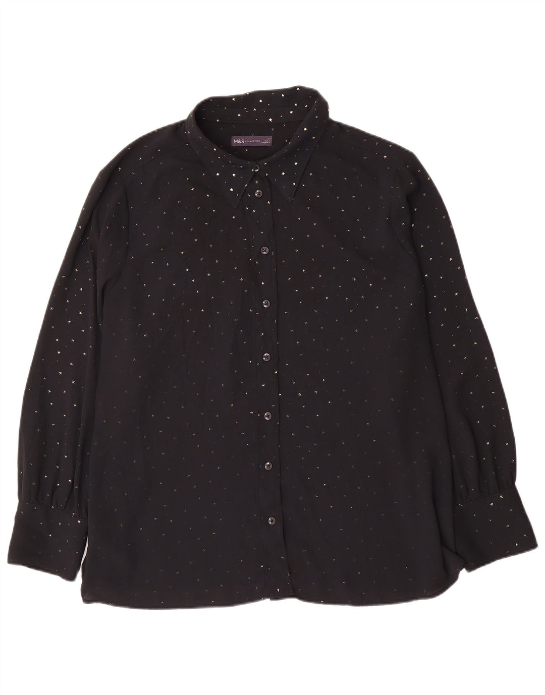 Damska bluzka koszulowa Marks & Spencer UK 24 4XL, czarna w kropki, poliester