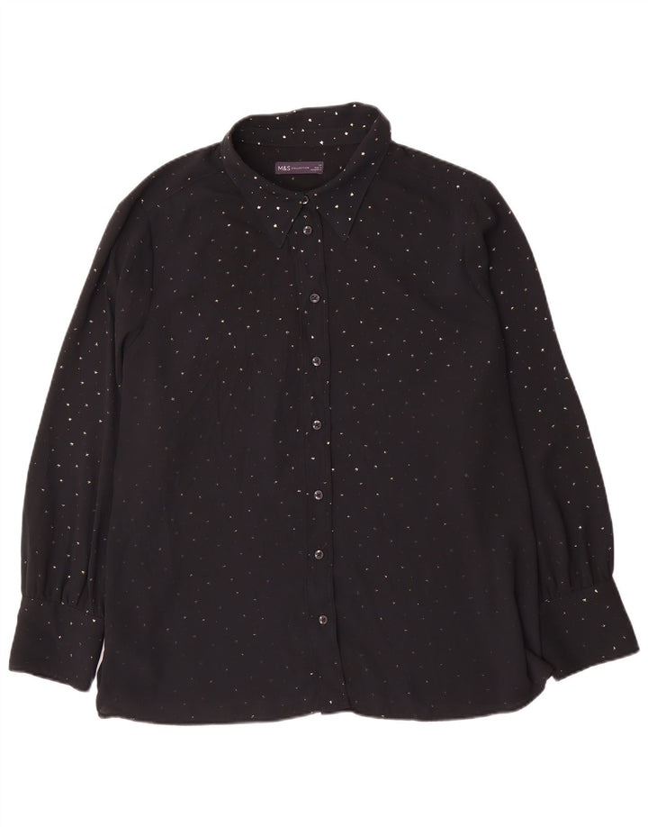 Damska bluzka koszulowa Marks & Spencer UK 24 4XL, czarna w kropki, poliester