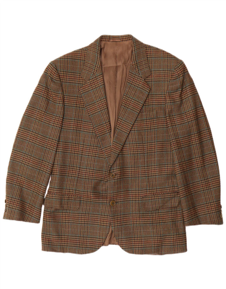 BURBERRYS Męska marynarka zapinana na 2 guziki IT 48 Średni brązowa wełna w pepitkę