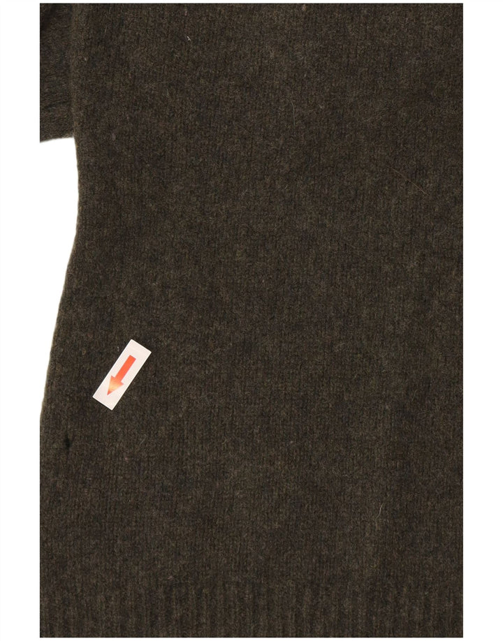 Sweter damski Massimo Dutti z wywijanym dekoltem UK 14, duży, zielony, wełniany