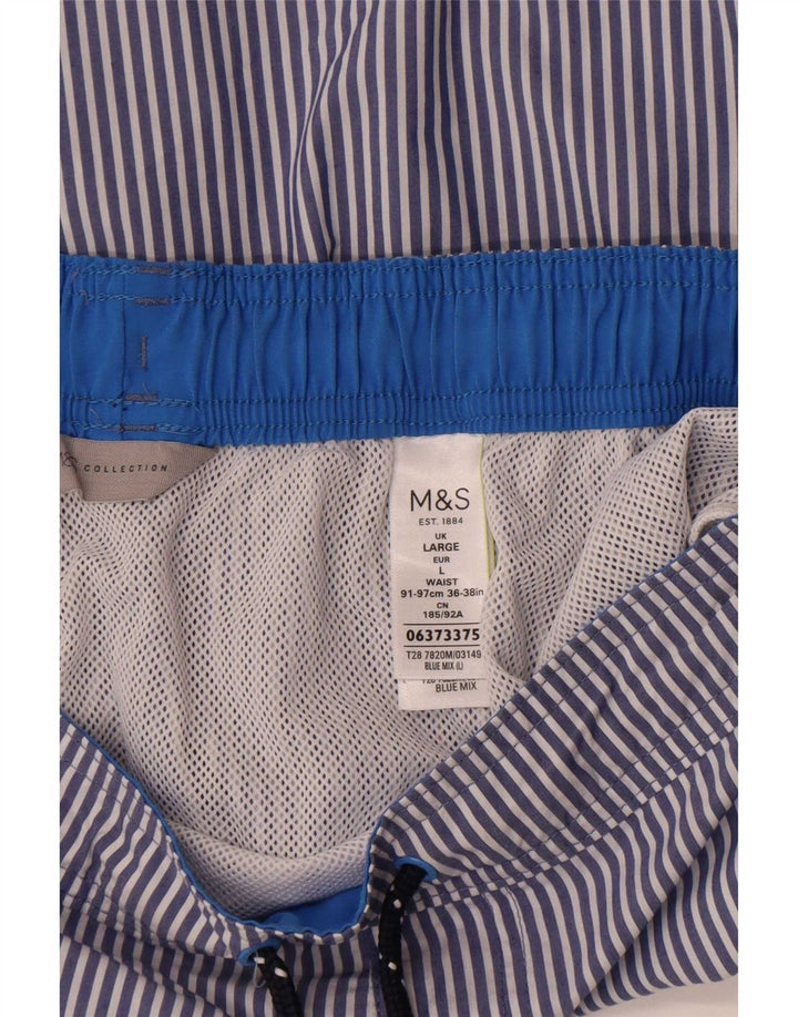 Męskie spodenki kąpielowe Marks & Spencer, duże, niebieskie, bawełniane w prążki