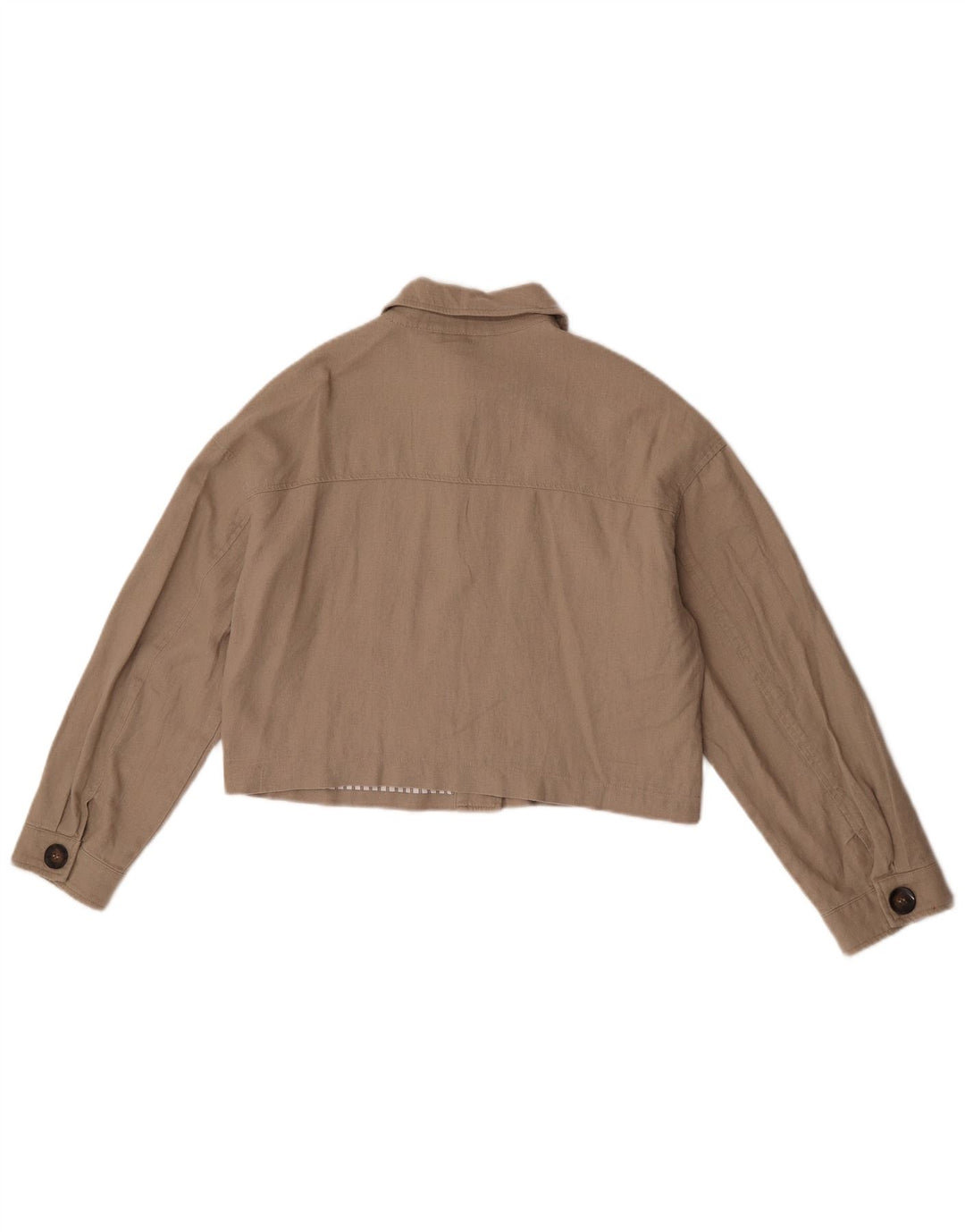 Damska kurtka bomberka Zara Oversize UK 10 Small, beżowa, lniana