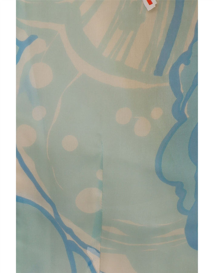 Damska sukienka maxi z długim rękawem w stylu vintage UK 12 Średni niebieski w kwiaty