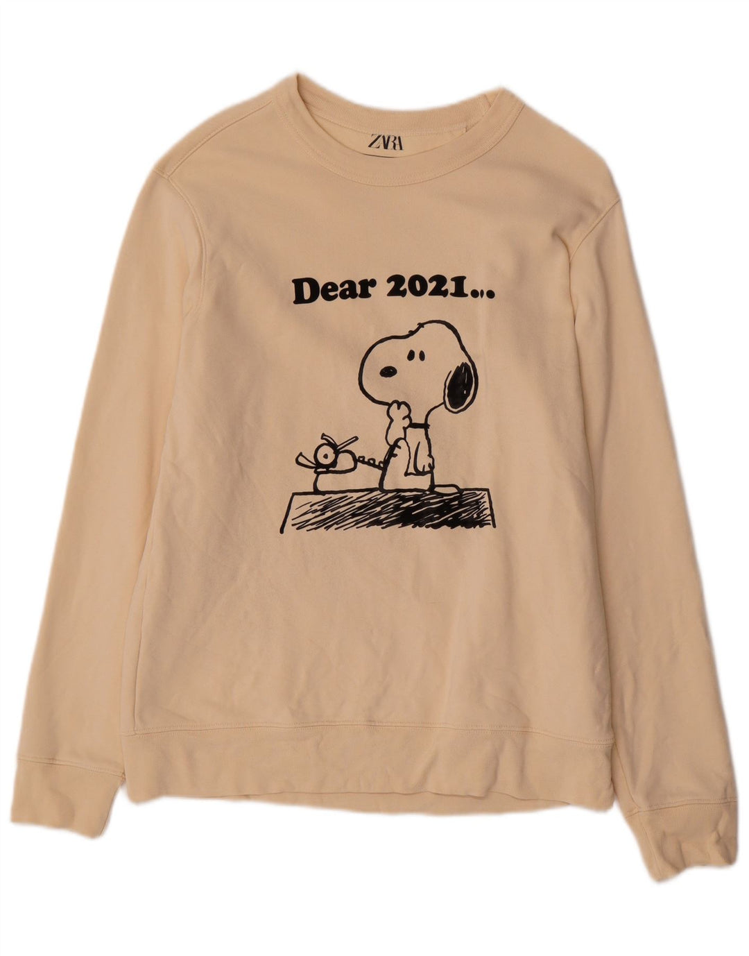 Męska bluza z kapturem Zara Peanuts Graphic, średnio beżowa, bawełniana